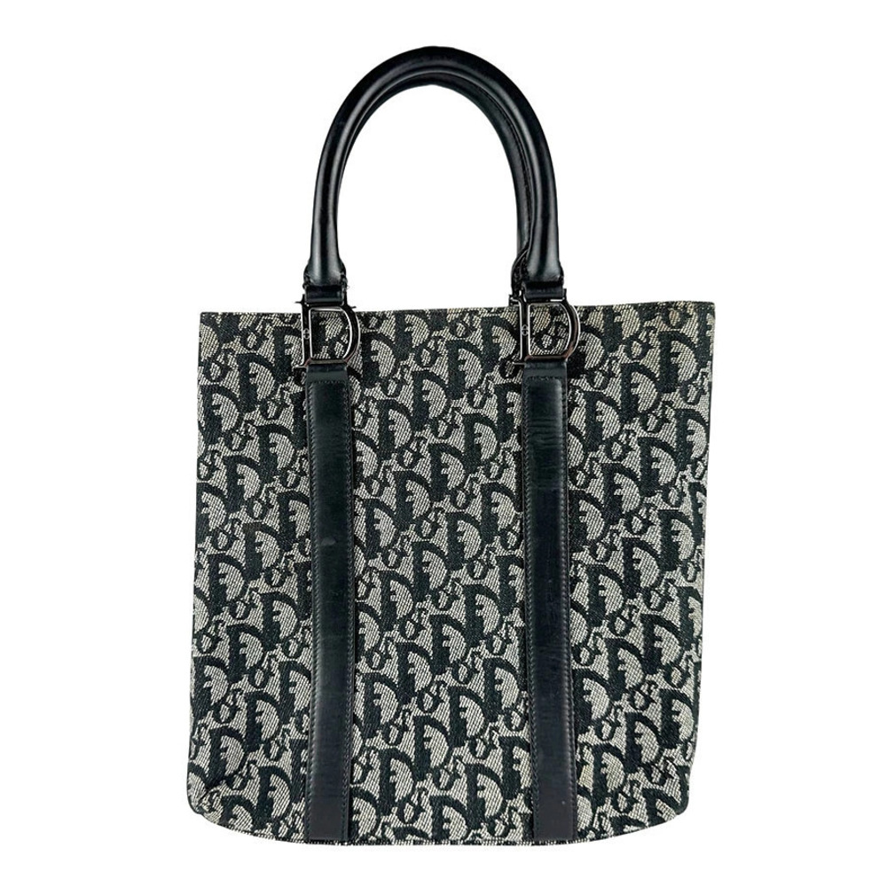 Christian Dior Handbag Trotter Canvas Leather Navy Blue